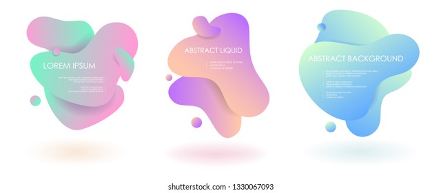 Liquid fluid 3 abstract vector banners. 3D style with shadows design. Vector liquid template design backround illustration. Can be used for banners flyers or web. EPS 10.
