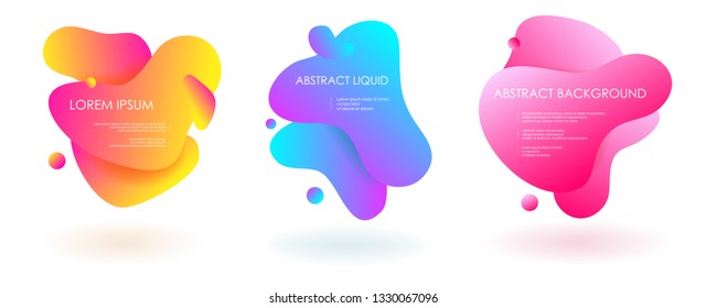 Liquid fluid 3 abstract vector banners. 3D style with shadows design. Vector liquid template design backround illustration. Can be used for banners flyers or web. EPS 10.