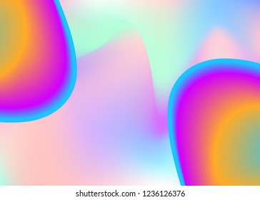 Liquid fluid. Abstract flyer, book frame. Holographic 3d backdrop with modern trendy blend. Vivid gradient mesh. Liquid fluid background with dynamic elements and shapes.