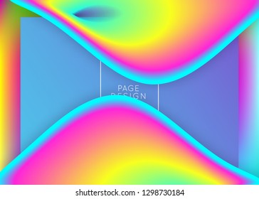Liquid fluid. Abstract screen, ui design. Vivid gradient mesh. Holographic 3d backdrop with modern trendy blend. Liquid fluid with dynamic elements and shapes. Landing page.
