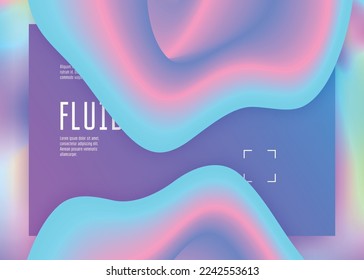 Liquid fluid. Business mobile, banner template. Vivid gradient mesh. Holographic 3d backdrop with modern trendy blend. Liquid fluid with dynamic elements and shapes. Landing page.