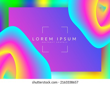 Liquid fluid. Circle website, banner template. Vivid gradient mesh. Holographic 3d backdrop with modern trendy blend. Liquid fluid with dynamic elements and shapes. Landing page.
