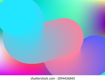 Liquid fluid. Colorful magazine, wallpaper frame. Holographic 3d backdrop with modern trendy blend. Vivid gradient mesh. Liquid fluid background with dynamic elements and shapes.