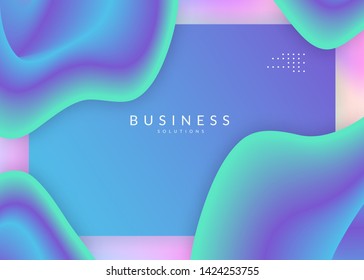Liquid fluid. Colorful screen, interface layout. Vivid gradient mesh. Holographic 3d backdrop with modern trendy blend. Liquid fluid with dynamic elements and shapes. Landing page.