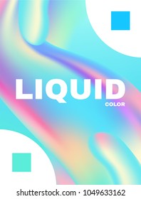 Liquid and Fluid Colors Abstract Poster Template. Soft Blur Background. Trendy Wavy Dynamic Design. Vector illustration