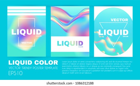 Liquid and Fluid Colors Abstract Poster Template Set. Soft Blur Cover Collection. Trendy Wavy Dynamic Design. Vector illustration