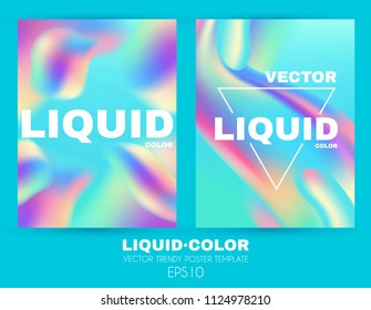 Liquid and Fluid Colors Abstract Poster Template Set. Soft Blur Cover Collection. Trendy Wavy Dynamic Design. Vector illustration