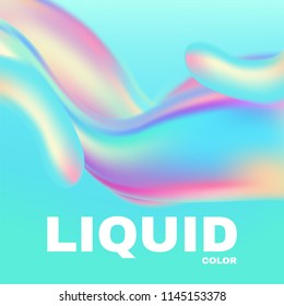 Liquid and Fluid Colors Abstract Poster Template. Soft Blur Background. Trendy Wavy Dynamic Design. Vector illustration