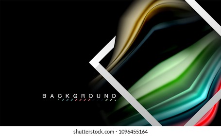 Liquid fluid colors holographic design with metallic style line shape. Vector artistic illustration for presentation, app wallpaper, banner or poster