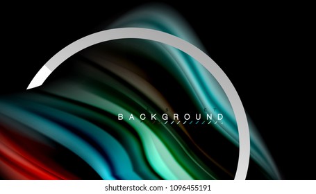 Liquid fluid colors holographic design with metallic style line shape. Vector artistic illustration for presentation, app wallpaper, banner or poster