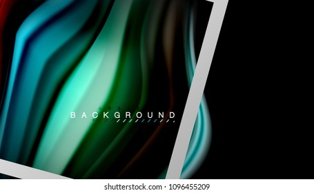 Liquid fluid colors holographic design with metallic style line shape. Vector artistic illustration for presentation, app wallpaper, banner or poster
