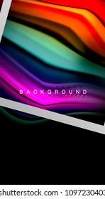 Liquid fluid colors holographic design with metallic style line shape. Vector artistic illustration for presentation, app wallpaper, banner or poster