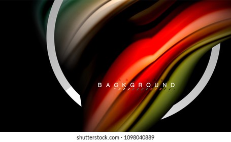 Liquid fluid colors holographic design with metallic style line shape. Vector artistic illustration for presentation, app wallpaper, banner or poster