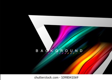 Liquid fluid colors holographic design with metallic style line shape. Vector artistic illustration for presentation, app wallpaper, banner or poster