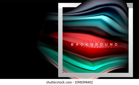 Liquid fluid colors holographic design with metallic style line shape. Vector artistic illustration for presentation, app wallpaper, banner or poster