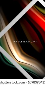 Liquid fluid colors holographic design with metallic style line shape. Vector artistic illustration for presentation, app wallpaper, banner or poster