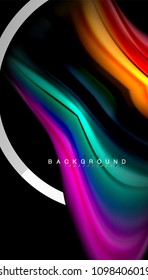 Liquid fluid colors holographic design with metallic style line shape. Vector artistic illustration for presentation, app wallpaper, banner or poster