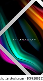 Liquid fluid colors holographic design with metallic style line shape. Vector artistic illustration for presentation, app wallpaper, banner or poster