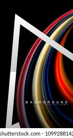 Liquid fluid colors holographic design with metallic style line shape. Vector artistic illustration for presentation, app wallpaper, banner or poster