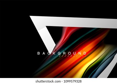 Liquid fluid colors holographic design with metallic style line shape. Vector artistic illustration for presentation, app wallpaper, banner or poster