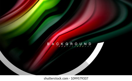 Liquid fluid colors holographic design with metallic style line shape. Vector artistic illustration for presentation, app wallpaper, banner or poster