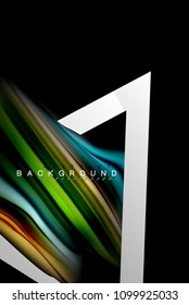 Liquid fluid colors holographic design with metallic style line shape. Vector artistic illustration for presentation, app wallpaper, banner or poster