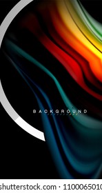 Liquid fluid colors holographic design with metallic style line shape. Vector artistic illustration for presentation, app wallpaper, banner or poster