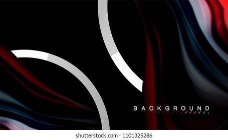 Liquid fluid colors holographic design with metallic style line shape. Vector artistic illustration for presentation, app wallpaper, banner or poster