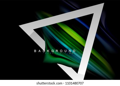 Liquid fluid colors holographic design with metallic style line shape. Vector artistic illustration for presentation, app wallpaper, banner or poster