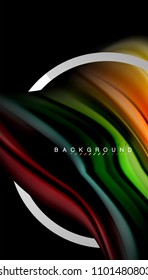 Liquid fluid colors holographic design with metallic style line shape. Vector artistic illustration for presentation, app wallpaper, banner or poster