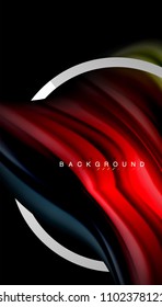 Liquid fluid colors holographic design with metallic style line shape. Vector artistic illustration for presentation, app wallpaper, banner or poster
