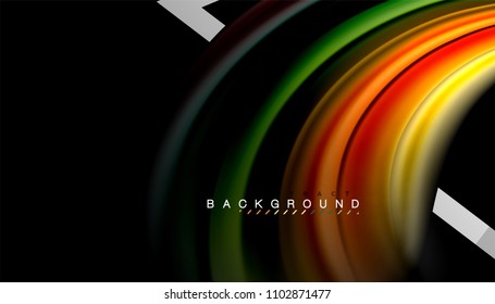 Liquid fluid colors holographic design with metallic style line shape. Vector artistic illustration for presentation, app wallpaper, banner or poster