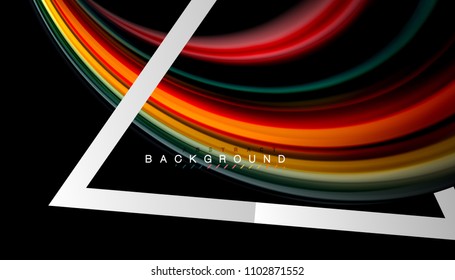 Liquid fluid colors holographic design with metallic style line shape. Vector artistic illustration for presentation, app wallpaper, banner or poster