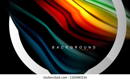 Liquid fluid colors holographic design with metallic style line shape. Vector artistic illustration for presentation, app wallpaper, banner or poster