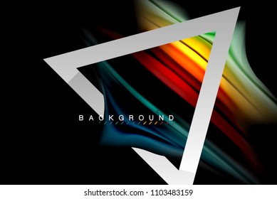 Liquid fluid colors holographic design with metallic style line shape. Vector artistic illustration for presentation, app wallpaper, banner or poster