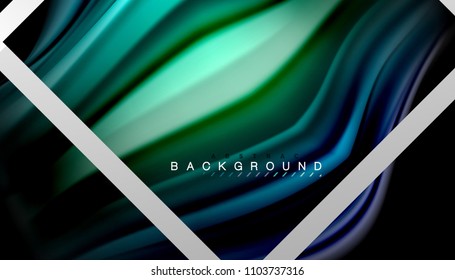 Liquid fluid colors holographic design with metallic style line shape. Vector artistic illustration for presentation, app wallpaper, banner or poster