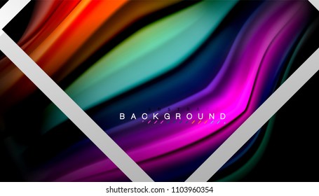 Liquid fluid colors holographic design with metallic style line shape. Vector artistic illustration for presentation, app wallpaper, banner or poster