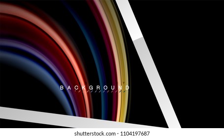 Liquid fluid colors holographic design with metallic style line shape. Vector artistic illustration for presentation, app wallpaper, banner or poster