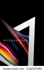 Liquid fluid colors holographic design with metallic style line shape. Vector artistic illustration for presentation, app wallpaper, banner or poster