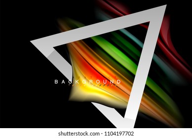 Liquid fluid colors holographic design with metallic style line shape. Vector artistic illustration for presentation, app wallpaper, banner or poster
