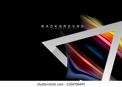 Liquid fluid colors holographic design with metallic style line shape. Vector artistic illustration for presentation, app wallpaper, banner or poster