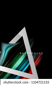 Liquid fluid colors holographic design with metallic style line shape. Vector artistic illustration for presentation, app wallpaper, banner or poster