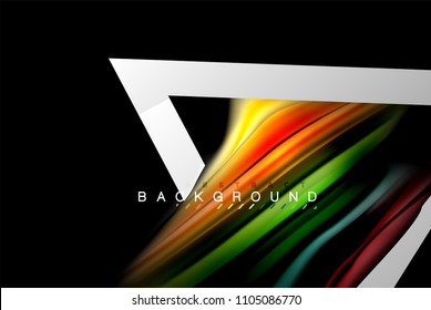 Liquid fluid colors holographic design with metallic style line shape. Vector artistic illustration for presentation, app wallpaper, banner or poster