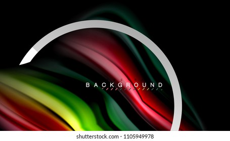 Liquid fluid colors holographic design with metallic style line shape. Vector artistic illustration for presentation, app wallpaper, banner or poster
