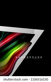 Liquid fluid colors holographic design with metallic style line shape. Vector artistic illustration for presentation, app wallpaper, banner or poster