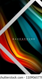 Liquid fluid colors holographic design with metallic style line shape. Vector artistic illustration for presentation, app wallpaper, banner or poster