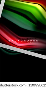 Liquid fluid colors holographic design with metallic style line shape. Vector artistic illustration for presentation, app wallpaper, banner or poster