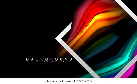 Liquid fluid colors holographic design with metallic style line shape. Vector artistic illustration for presentation, app wallpaper, banner or poster