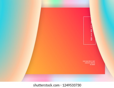 Liquid fluid. Cool ui, banner frame. Holographic 3d backdrop with modern trendy blend. Vivid gradient mesh. Liquid fluid with dynamic elements and shapes. Landing page.