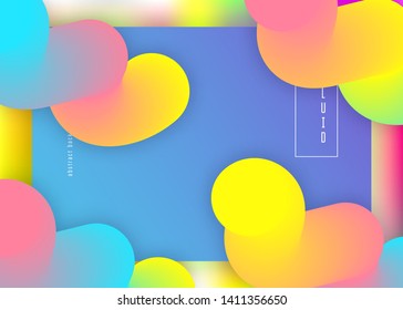Liquid fluid. Cool website, screen template. Vivid gradient mesh. Holographic 3d backdrop with modern trendy blend. Liquid fluid with dynamic elements and shapes. Landing page.
